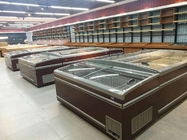 la carne/los pescados largos de los 2.1M exhibe el congelador, congelador de la isla del supermercado pintado material